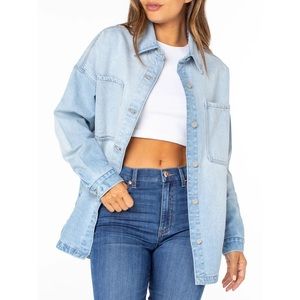 Celebrity pink denim Shacket